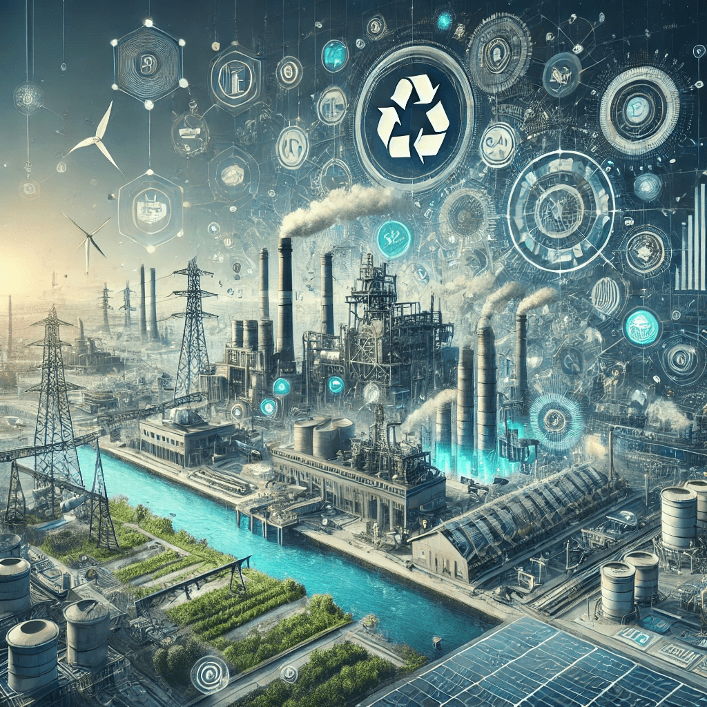 A visually striking representation of Panipat's industrial growth, featuring a blend of traditional industries and modern developments like smart factories and renewable energy.